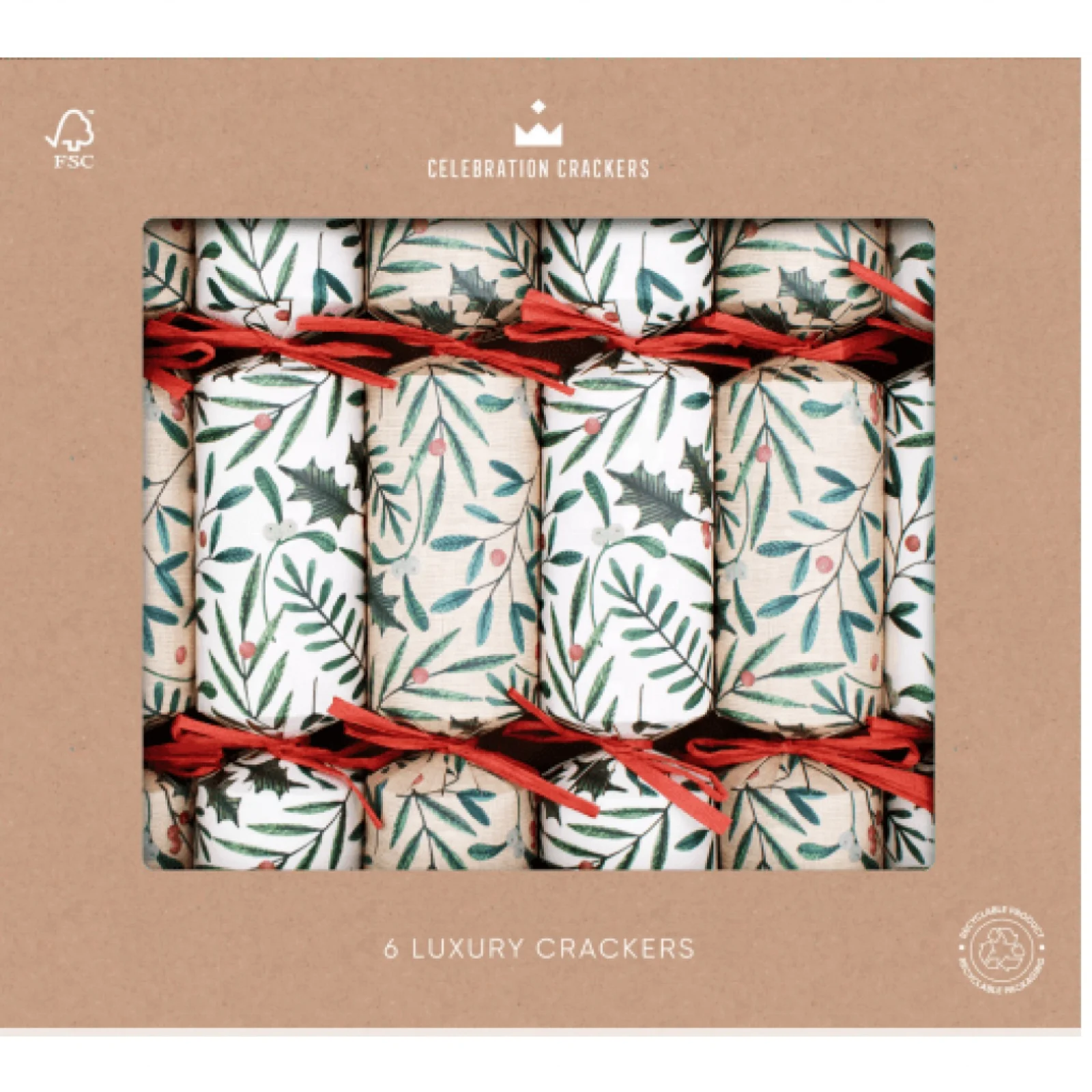 Boxed Christmas crackers prepared as a retail set