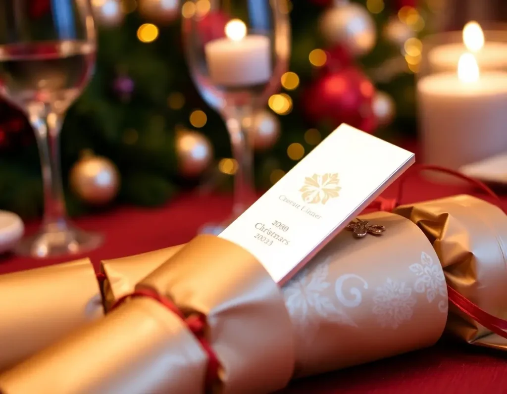luxury Christmas cracker on dinner table