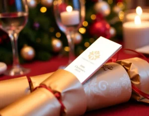 luxury Christmas cracker on dinner table