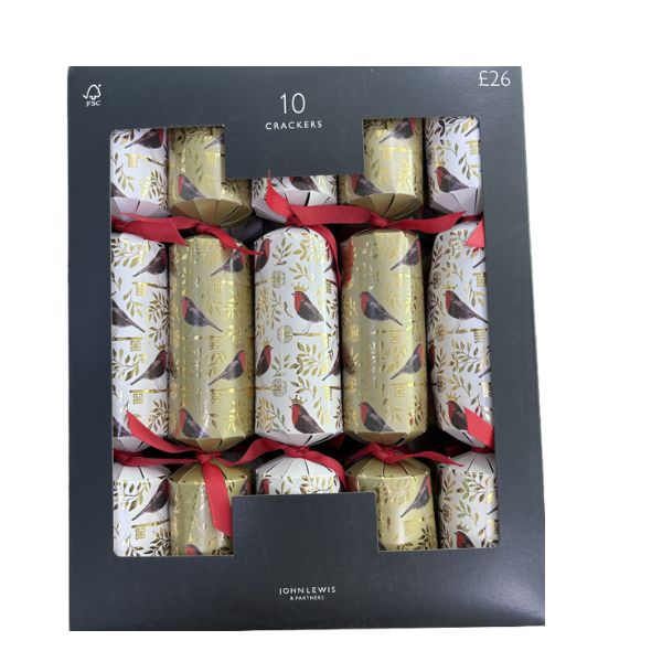 Festive Christmas cracker window display box with holiday patterns.