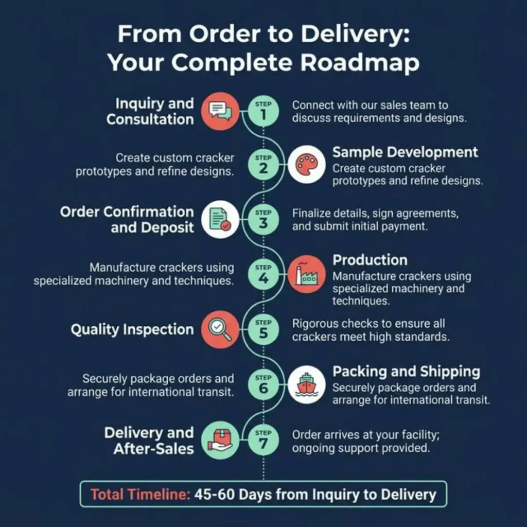 Custom Christmas crackers production process from inquiry to delivery in 7 steps