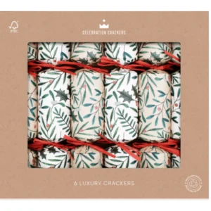FSC paper Christmas crackers in recyclable retail packaging