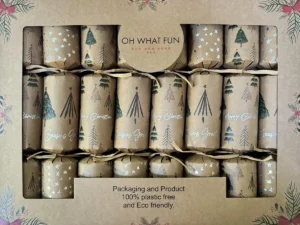 Kraft and muted green sustainable Christmas crackers